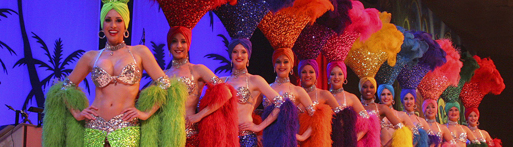 twelve showgirls lined up